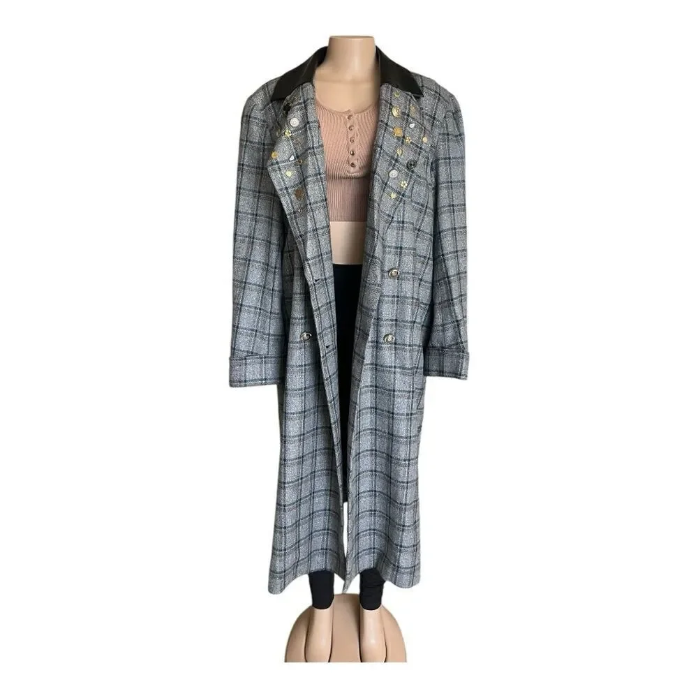 Free People Plaid Double-Breasted Coat